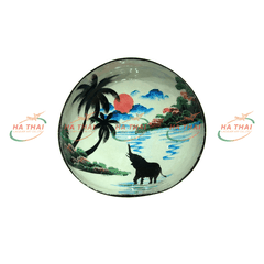 Tropical Jungle Elephant Lacquer Coconut Bowl - CB018