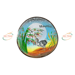 Mauritius Lacquer Coconut Bowl – Dodo Bird Design (CB021)