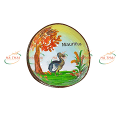 Mauritius Lacquered Coconut Bowl Dodo Bird – Red Tree Pattern (CB024)