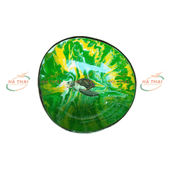 Sea Turtle Lacquer Coconut Bowl On Multi-Colored Stone Background (CB028)