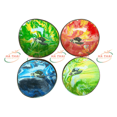 Sea Turtle Lacquer Coconut Bowl On Multi-Colored Stone Background (CB028)