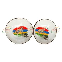 Lacquered Coconut Bowl with Sea Turtle and Mauritius Flag (CB029)