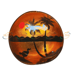 Wholesale Tropical Sea Scene Lacquer Art Coconut Bowl (CB030)