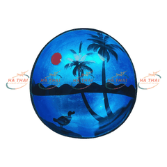 Wholesale Tropical Sea Scene Lacquer Art Coconut Bowl (CB030)
