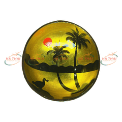 Wholesale Tropical Sea Scene Lacquer Art Coconut Bowl (CB030)