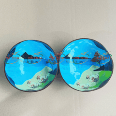 Wholesale lacquer coconut bowl seascape and turtle (CB046)