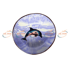 Wholesale Coconut Bowl With Dolphin On Multicolored Stone (CB043)