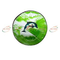 Wholesale Coconut Bowl With Dolphin On Multicolored Stone (CB043)