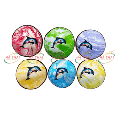 Wholesale Coconut Bowl With Dolphin On Multicolored Stone (CB043)