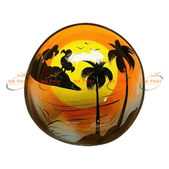 Sunset lacquer coconut art bowl (CB044)