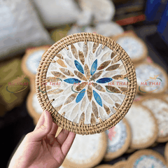 Blue and White Floral Mother-of-Pearl Coaster (MPC10)