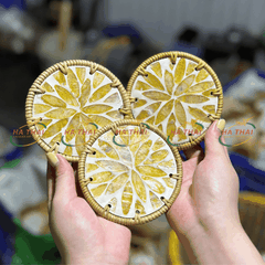 Eye-catching Gold Floral Inlaid Mother-of-Pearl Coaster (HC020)