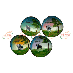 Sunset Coconut Shell Bowl with Elephant Scene in the Forest (CB067)