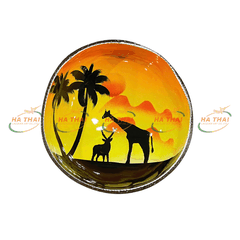 Beautiful Coconut Shell Bowl Giraffe And Sunset (CB072)