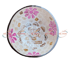 Mauritius Turtle & Blossom Inlay Coconut Bowl - MCB16