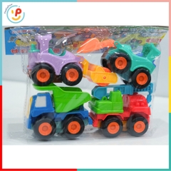 Túi 4 xe công trình chạy trớn màu pastel dễ thương 8326 PeeKaPaw Toys