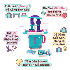 Vali đồ chơi dụng cụ bác sĩ dựng trạm khám di động 008-305A PeeKaPaw Toys