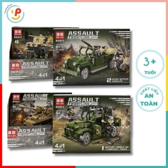Đồ chơi lắp ráp 4 trong 1 xe tăng xe jeep quân đội Assault Frontline 98440 – PeeKaPaw Toys