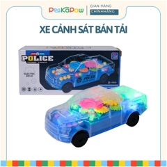 Xe cảnh sát thân trong suốt bánh răng chạy pin có đèn nhạc PeeKaPaw Toys