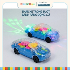 Xe cảnh sát thân trong suốt bánh răng chạy pin có đèn nhạc PeeKaPaw Toys