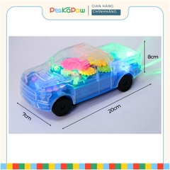 Xe cảnh sát thân trong suốt bánh răng chạy pin có đèn nhạc PeeKaPaw Toys