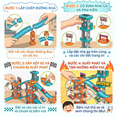 Bộ lắp ráp đường ray xe đua 3 tháp 3 tầng 138 chi tiết 17S PeeKaPaw Toys