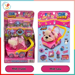 Xe đẩy thú cưng kèm thú bông và phụ kiện 1368-98 đồ chơi nhập vai cho bé gái PeeKaPaw Toys