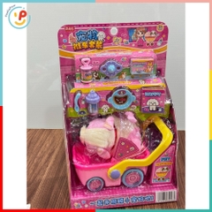 Xe đẩy thú cưng kèm thú bông và phụ kiện 1368-98 đồ chơi nhập vai cho bé gái PeeKaPaw Toys