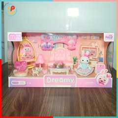 Đồ chơi búp bê nhà thỏ Dreamy 6619 và phụ kiện phòng khách - PeeKaPaw Toys