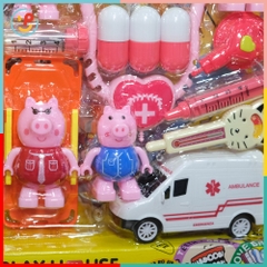 Bộ đồ chơi bác sĩ heo hồng 8800-10 Play House kèm xe cứu thương – PeeKaPaw Toys