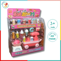 Bộ đồ chơi xe đẩy đồ ăn nhanh 1618-101 kèm phụ kiện siêu thị mini – PeeKaPaw Toys
