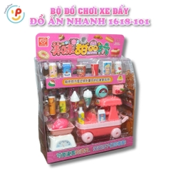Bộ đồ chơi xe đẩy đồ ăn nhanh 1618-101 kèm phụ kiện siêu thị mini – PeeKaPaw Toys