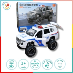 Đồ chơi xe cảnh sát chạy trớn mở đóng cửa 6891 có đèn nhạc âm thanh chất liệu cao cấp PeeKaPaw Toys