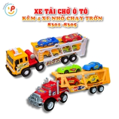 Mô hình xe tải chở ô tô 8305 8301 kèm 4 xe nhỏ chạy trớn – PeeKaPaw Toys