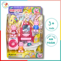 Bộ đồ chơi gia đình heo hồng 8800-11 Play House kèm phụ kiện nhà tắm PeeKaPaw Toys