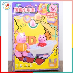 Bộ đồ chơi gia đình heo hồng 8800-11 Play House kèm phụ kiện nhà tắm PeeKaPaw Toys