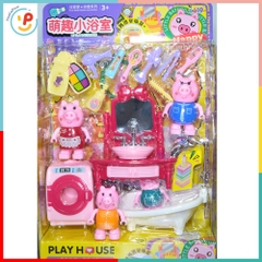 Bộ đồ chơi gia đình heo hồng 8800-11 Play House kèm phụ kiện nhà tắm PeeKaPaw Toys