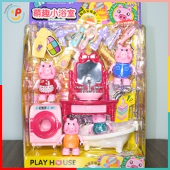 Bộ đồ chơi gia đình heo hồng 8800-11 Play House kèm phụ kiện nhà tắm PeeKaPaw Toys