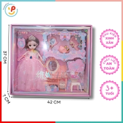 Búp Bê Công Chúa Váy Hồng Kèm Bộ Phụ Kiện Trang Điểm 102-161– Peekapaw Toys