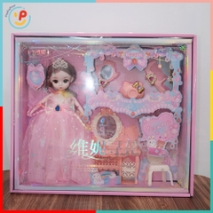 Búp Bê Công Chúa Váy Hồng Kèm Bộ Phụ Kiện Trang Điểm 102-161– Peekapaw Toys
