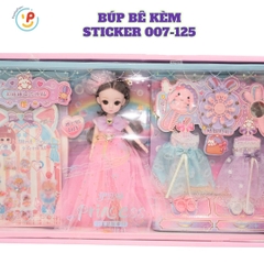 Búp bê thời trang kèm bộ sticker và phụ kiện trang điểm váy xinh cho bé gái 007-125 PeeKaPaw Toys