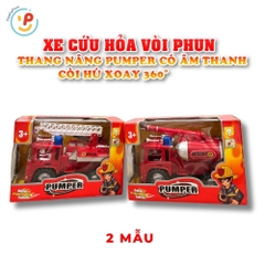 Đồ chơi xe cứu hỏa vòi phun thang nâng Pumper có đèn âm thanh còi hú xoay 360 độ 128 PeeKaPaw Toys
