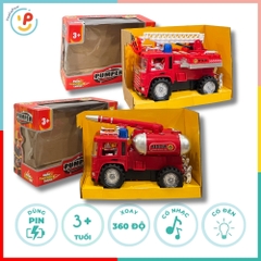 Đồ chơi xe cứu hỏa vòi phun thang nâng Pumper có đèn âm thanh còi hú xoay 360 độ 128 PeeKaPaw Toys