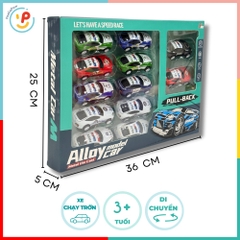 Hộp 12 xe mô hình chạy trớn siêu xe cảnh sát nhiều màu – PeeKaPaw Toys