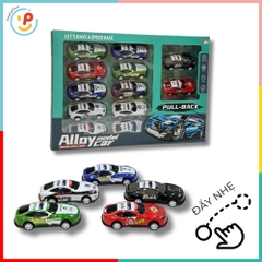 Hộp 12 xe mô hình chạy trớn siêu xe cảnh sát nhiều màu – PeeKaPaw Toys