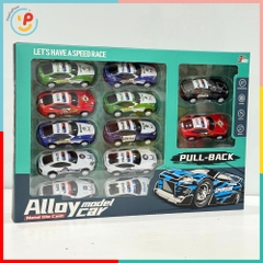 Hộp 12 xe mô hình chạy trớn siêu xe cảnh sát nhiều màu – PeeKaPaw Toys