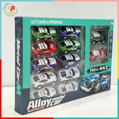 Hộp 12 xe mô hình chạy trớn siêu xe cảnh sát nhiều màu – PeeKaPaw Toys