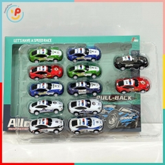 Hộp 12 xe mô hình chạy trớn siêu xe cảnh sát nhiều màu – PeeKaPaw Toys