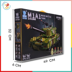 Đồ chơi lắp ráp xếp hình xe tăng chiến đấu 465 mảnh 4 nhân vật 7226 Peekaboo Toys
