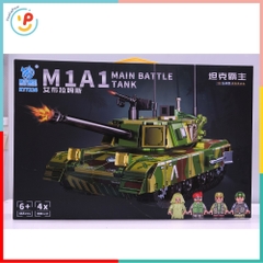 Đồ chơi lắp ráp xếp hình xe tăng chiến đấu 465 mảnh 4 nhân vật 7226 Peekaboo Toys